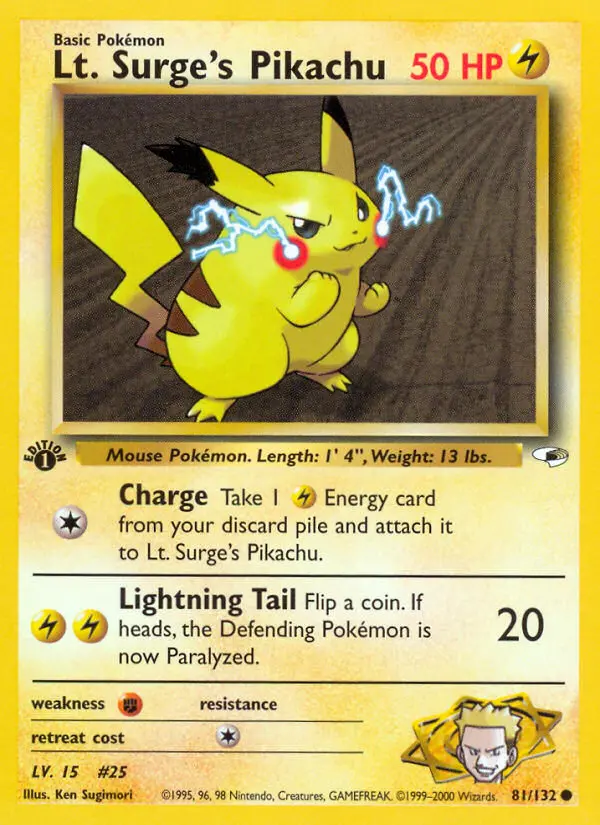 Card image of Lt. Surge's Pikachu