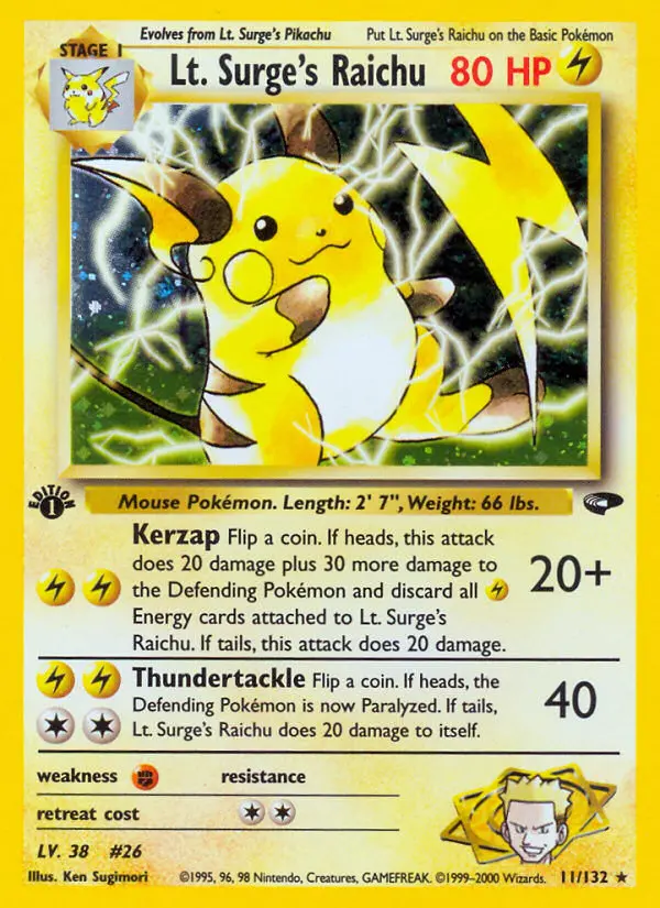 Card image of Lt. Surge's Raichu