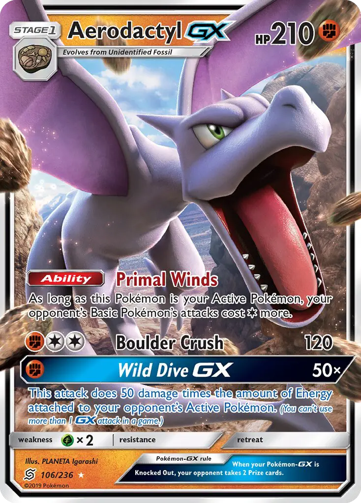 Card image of Aerodactyl GX