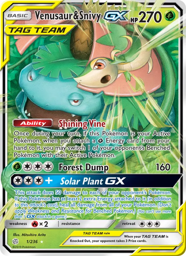 Card image of Venusaur & Snivy GX